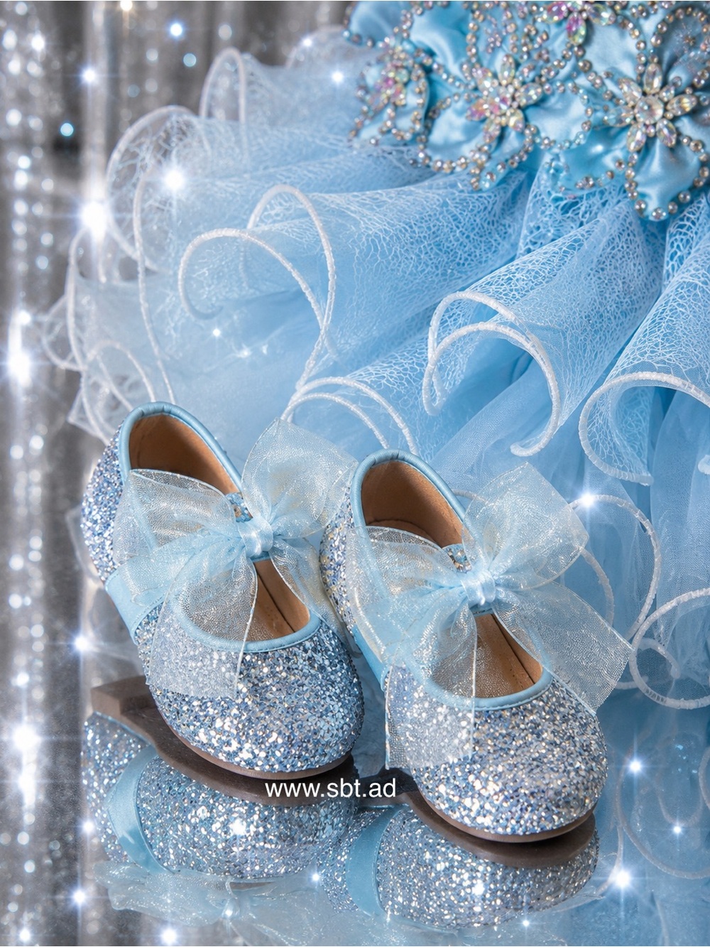NWT Flower Girl Or Pageant Mary Janes Sparkling Glitter Baby Girl Princess Shoes - Picture 2 of 5